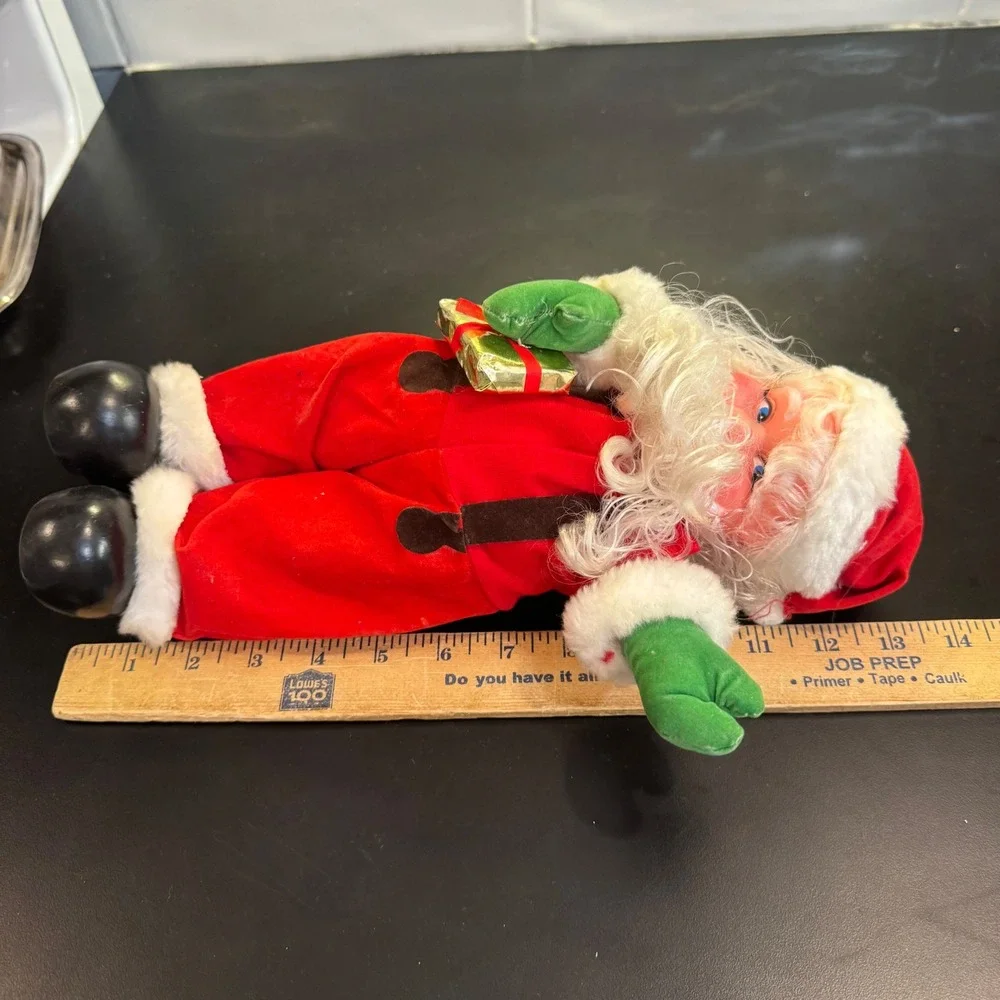 B.O.M. Manufacturing Santa Claus Figurine Kids 11in Red Vintage Wind Up Toy